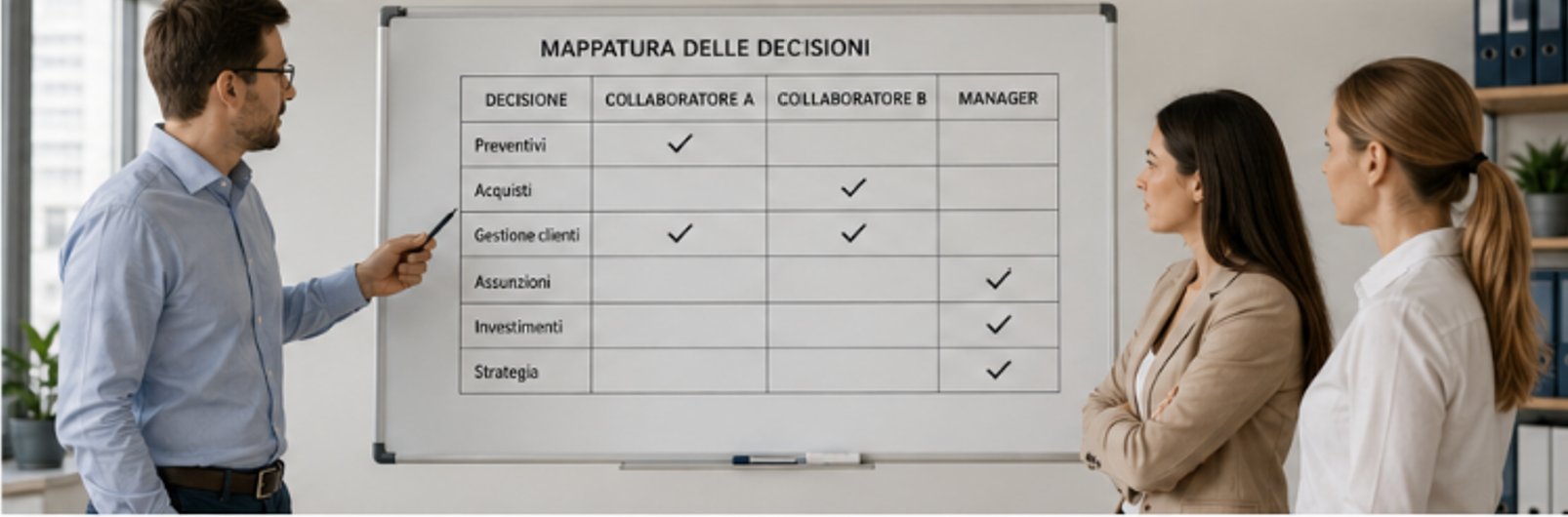 Diagram of decision boundaries: between the extreme of the infinite and that of the void, the right level is autonomy over what that role really needs to decide